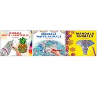 High Quality Premium Paper Mandala Fruits & Vegetables + Sea Animals + Animals Art Designs Pattern Colouring Books For Kids | Fresh Fruits | Ocean Life | Wildlife Art | Mandala Creations | Healthy Col