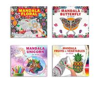 High Quality Premium Paper Mandala Gorgeous Floral + Beautiful Butterfly + Cute Unicorn + Fruits & Vegetables Art Designs Pattern Colouring Books For Kids | Floral Designs | Butterfly Patterns | Magic
