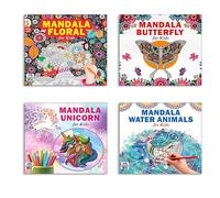 High Quality Premium Paper Mandala Gorgeous Floral + Beautiful Butterfly + Cute Unicorn + Sea Animals Art Designs Pattern Colouring Books For Kids | Floral Patterns | Butterfly Art | Magical Unicorn |