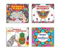 High Quality Premium Paper Mandala Gorgeous Floral + Beautiful Butterfly + Fruits & Vegetables + Magic Art Designs Pattern Colouring Books For Kids | Floral Designs | Butterfly Patterns | Healthy Food