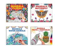 High Quality Premium Paper Mandala Gorgeous Floral + Beautiful Butterfly + Sea Animals + Fruits & Vegetables Art Designs Pattern Colouring Books For Kids | Floral Patterns | Butterfly Art | Ocean Life