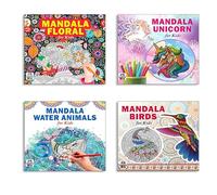 High Quality Premium Paper Mandala Gorgeous Floral + Cute Unicorn + Sea Animals + Birds Art Designs Pattern Colouring Books For Kids | Floral Art | Magical Unicorn | Ocean Life | Colorful Birds | Crea
