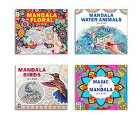 High Quality Premium Paper Mandala Unique Floral (Flower) + Ocean-Themed Sea Animals + Birds + Magic Art Designs Pattern Colouring Books For Kids | Wild Creatures | Bird Sketches | Magical Swirls | Wo