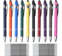 High Quality Retractable Ballpoint Pen, 10pcs Super Durable Pressure Ballpoint Pen With 20 Refills, Colorful Ballpoint Pen Set, 2 In 1 Ergonomic Ballpoint Pen With Touchpen