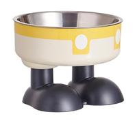 High Rise Cat Bowl, Tilted Raised Feeding Station, Large Foot Anti-Slip Cat Food & Water Bowls, Cute Design, PP & Stainless Steel, Indoor Cats, 14x10.5cm 4.13 inches