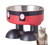 High Rise Cat Bowl, Tilted Raised Feeding Station, Large Foot Anti-Slip Cat Food & Water Bowls, Cute Design, PP & Stainless Steel, Indoor Cats, 14x10.5cm 4.13 inches