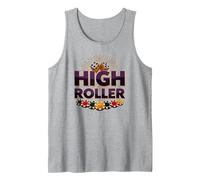High Roller Gambling Casino Dés & Chips Graphiques Débardeur, Homme, Gris Chiné, L