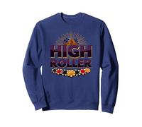High Roller Gambling Casino Dés & Chips Graphiques Sweatshirt, Unisexe pour Adultes, Bleu Marine, L