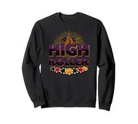 High Roller Gambling Casino Dés & Chips Graphiques Sweatshirt, Unisexe pour Adultes, Noir, XL