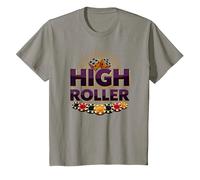 High Roller Gambling Casino Dés & Chips Graphiques T-Shirt, Enfant, Ardoise, 3 Ans