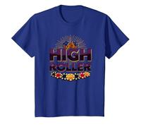 High Roller Gambling Casino Dés & Chips Graphiques T-Shirt, Enfant, Bleu Royal, 10 Ans