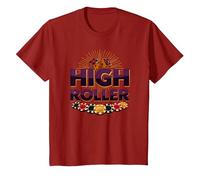 High Roller Gambling Casino Dés & Chips Graphiques T-Shirt, Enfant, Canneberge, 2 Ans