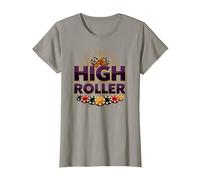 High Roller Gambling Casino Dés & Chips Graphiques T-Shirt, Femme, Ardoise, S