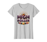 High Roller Gambling Casino Dés & Chips Graphiques T-Shirt, Femme, Argent, S