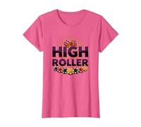 High Roller Gambling Casino Dés & Chips Graphiques T-Shirt, Femme, Rose Chiné, S