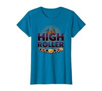 High Roller Gambling Casino Dés & Chips Graphiques T-Shirt, Femme, Saphir, S