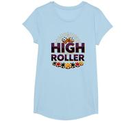 High Roller Gambling Casino Dés & Chips Graphiques T-Shirt, Fille, Bleu Céleste, L
