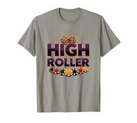 High Roller Gambling Casino Dés & Chips Graphiques T-Shirt, Homme, Ardoise, S
