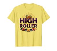High Roller Gambling Casino Dés & Chips Graphiques T-Shirt, Homme, Citron, M