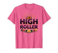 High Roller Gambling Casino Dés & Chips Graphiques T-Shirt, Homme, Rose Chiné, S