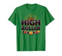 High Roller Gambling Casino Dés & Chips Graphiques T-Shirt, Homme, Vert Kelly, XL