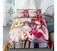 High School DxD Rias Gremory/Asia Argento Anime ensembles de literie dessin animé 3D imprimé Polyester tissu 1 housse de couette + 2 taie d'oreiller (pas de couette)