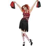 High School Horror Cheerleader Costume, Female Uk Dress 12-14 Noir
