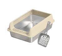 High Sided Cat Litter Box - Kitten Waste Tray with Removable Scoop, Easy Maintenance Pet Accessory | Apartment, Balcony, Terrace, Garden Placement, Suitable for Medium and Large Cats, Indoor Hygiene