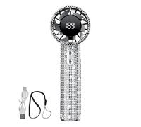 High Speed Handheld Fan - Neck Hanging Mini Air Cooler, Adjustable Personal Cooling Fan, Rechargeable Portable Decorative Rhinestone Ventilation Device | Lightweight Travel For Hiking, Camping,