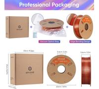 High Speed Silk Quadruple Color Pla Filament For 3D Printer 1.75Mm +/- 0.03Mm, Hyper Speed Coextrusion Filament Pla Shiny 1Kg, Metallic Frenzy (Black & Dark Red & Banana Orange & G[PLA9184555]