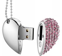 High Speed USB 3.0 Flash Drive 32GB Diamond Heart Shape Pink