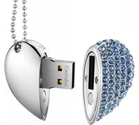 High Speed USB 3.0 Flash Drive 32GB Diamond Heart Shape USB Flash Drive (Blue)