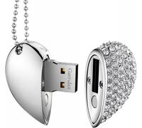 High Speed USB 3.0 Flash Drive 32GB Diamond Heart Shape USB Flash Drive (Silver)
