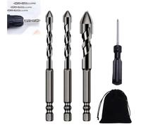 High-Strength Eccentric Twist Drill Bit, Twist Drill Bit Set, for Glass/Brick/Plastic/Cement/Wood/Tile/Etc of 6mm/8mm/10mm/12mm, Industrial Strength Carbide Drill Bit Tip (6+8+10)