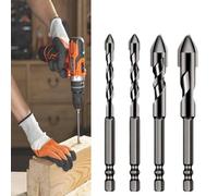 High Strength Oblique Head Eccentric Drill Bit, 6/8/10/12mm Drill Bits Sets, Tile Drill Bit, Eccentric Twist Drill Bit Multifunction Drill Set (4PCS)