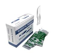 HIGH TECH INSTRUMENTS Boîte de 100 lames de scalpel stériles en acier au carbone emballées individuellement sous film plastique (lame n°10)