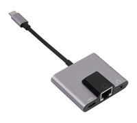 High-Tech Place NK-1056TC 3 en 1 Homme USB-C/Type-C à la Charge USB-C/Type-C + Ethernet + 3.5mm Écouteur Adaptateur Femelle