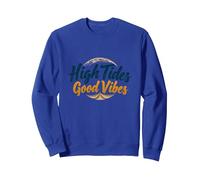 High Tides Good Vibes Beach Surf Summer Sweatshirt, Unisexe pour Adultes, Bleu Royal, S