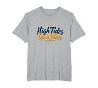 High Tides Good Vibes Beach Surf Summer T-Shirt, Homme Grandes Tailles, Gris Chiné, 6X Tall