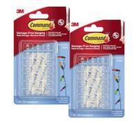 High Vibrant | Command Lot de 20 mini crochets et 24 petites bandes transparentes - Clips de suspension pour décorations de Noël et guirlandes lumineuses - Adhésif mural - Sans dommages (2)