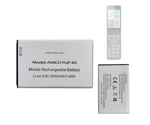 HIGHAKKU Batterie de rechange Amico Flip 4G compatible avec Brondi Amico Flip 4G Mobile Phones Smartphone Seniors Phone