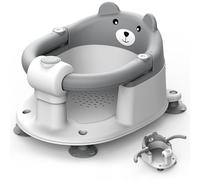 Highbird Siège de Bain pour Bébé, Chaise de Bain Antidérapant avec 4 Ventouses Puissantes et Coussin Amovible, Idéal pour Bébé de 6 à 18 Mois, Pour Bain, Portable, Facile à Nettoyer - Gris