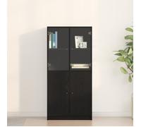 Highboard avec portes en chêne noir 68x37x142 cm en bois d ingénierie