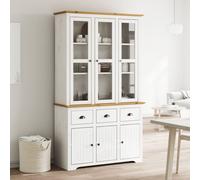 Highboard BODO Blanc Marron 115,5x43x200,5 cm Pin massif