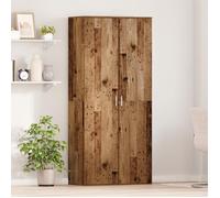 Highboard - Bois Vieilli - 80x39x178 cm - 2 Portes - Bois Massif - Style Rustique