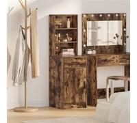 Buffet haut moderne - vidaXL - Chêne fumé - 40 x 40,5 x 135 cm - Bois d'ingénierie - 1 porte à charnières - 1 tiroir