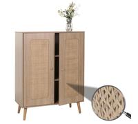 Highboard HWC-M38, Commode Armoire Sideboard, compartiments de rangement, Kubu rotin bois 106x80x41cm aspect chêne Multicolore
