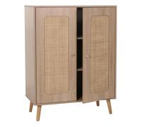 Highboard HWC-M38, Commode Armoire Sideboard, compartiments de rangement, Kubu rotin bois 106x80x41cm aspect chêne Multicolore