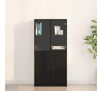 Highboard Vidaxl Avec Portes En Chêne Noir 68x37x142 Cm En Bois D'ingénierie