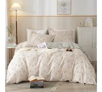 HighBuy Moderne Douceur de Couette 3 pièces Queen/Full/King Size Imprimé Floral 100% Coton Housses de Couette et Housses d'oreiller, Coton, Style02, Full/Queen(1 Duvet Cover + 2 Pillow Shams)